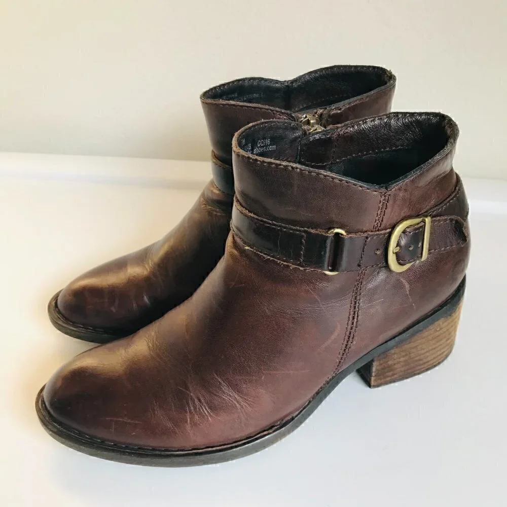 Born Aida Leather Ankle Boot Size 7